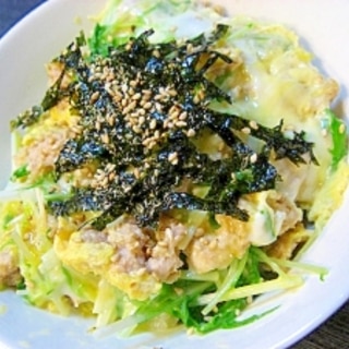 鶏のひき肉としゃきしゃき水菜の親子丼